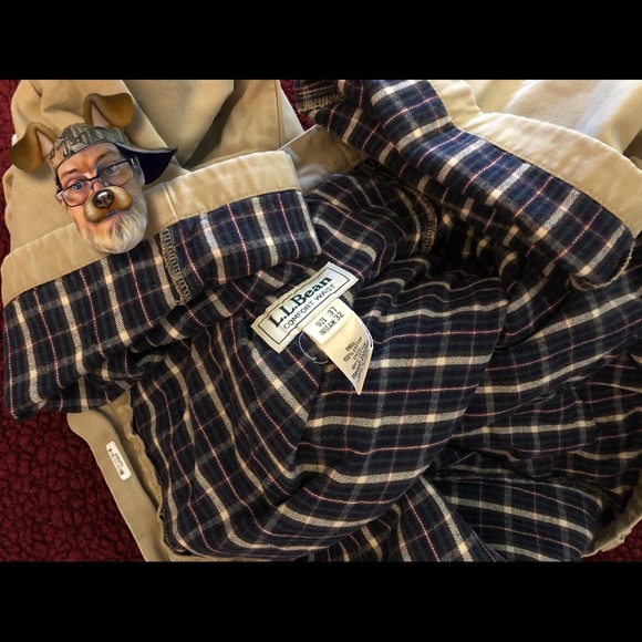 L.L. Bean Mens Vintage Flannel-Lined Comfort-Waist Khaki Pants Size 37x32 - Picture 3 of 5